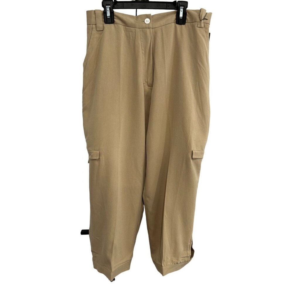 Bobby Chan NWT Womens Beige Tan Silk Cargo Pants Size 8